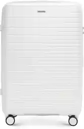 Wittchen Duża walizka z polipropylenu z błyszczącymi paskami złamana biel 56-3T-163-89