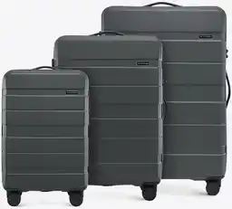 Wittchen Zestaw walizek z ABS-u w poziome pasy szary 56-3A-10S-01