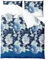 Zaratex Pościel bawełniana 220x200 Peonies kwiaty peonie granatowa chabrowa biała bawełna 2