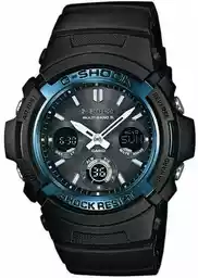 Casio G-Shock AWG M100A 1AER zegarek sportowy cyfrowo-analogowy czarny stalowa koperta wstrząsoodporny solar