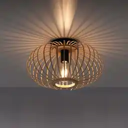 ZUMA LINE Lampa sufitowa RACOON 11410-79 oprawa w kolorze czarnym z drewnianym kloszem