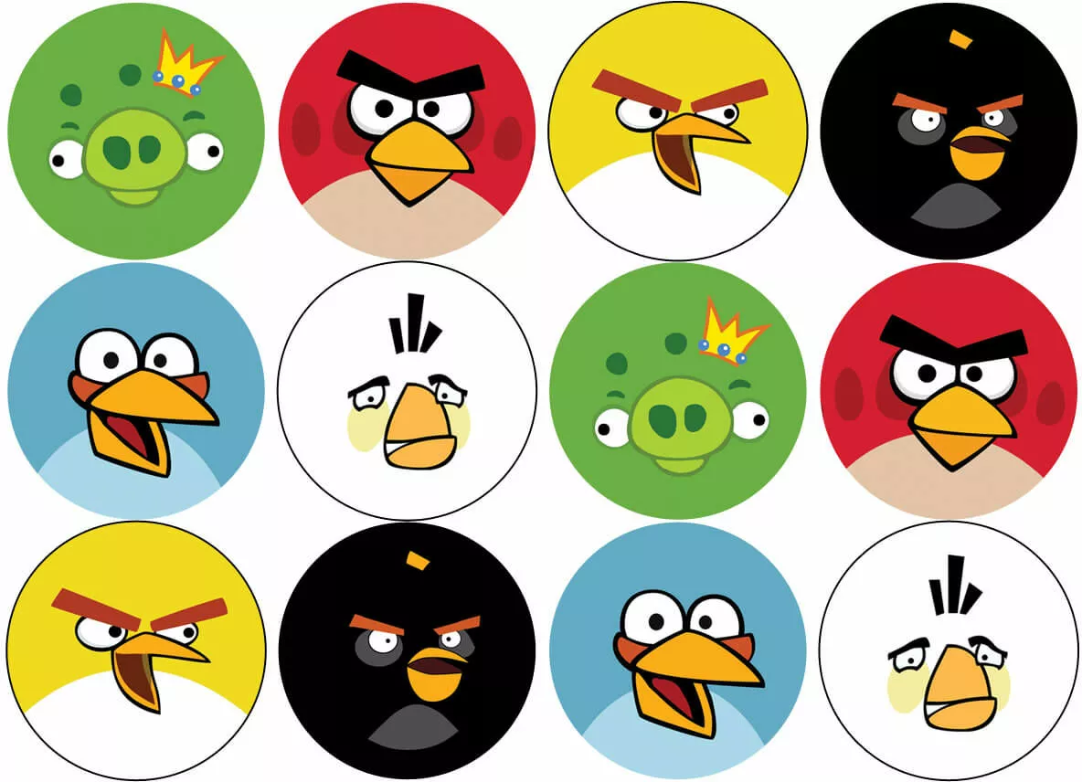 Angry Birds dekoracje urodzinowe - balony, girlandy, ozdoby na tort