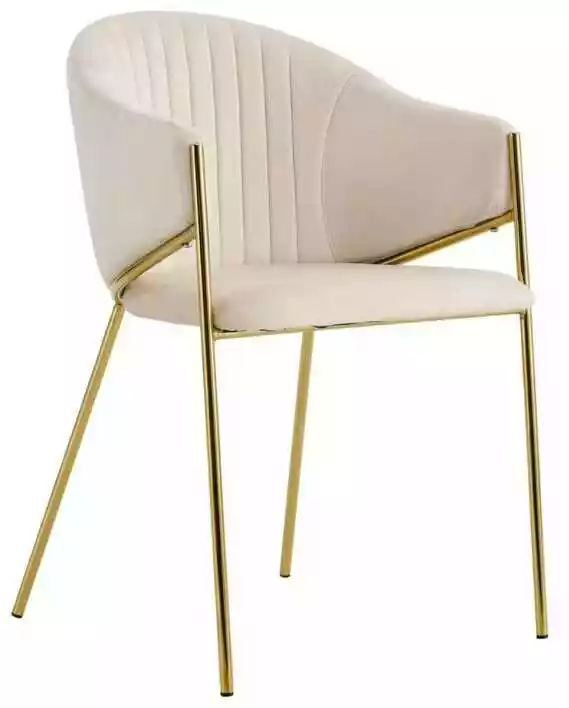 Krzesła glamour beżowe welur złote nogi DC-890-1